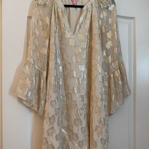 Lilly Pulitzer Elegant Cream and Gold Women's Dress